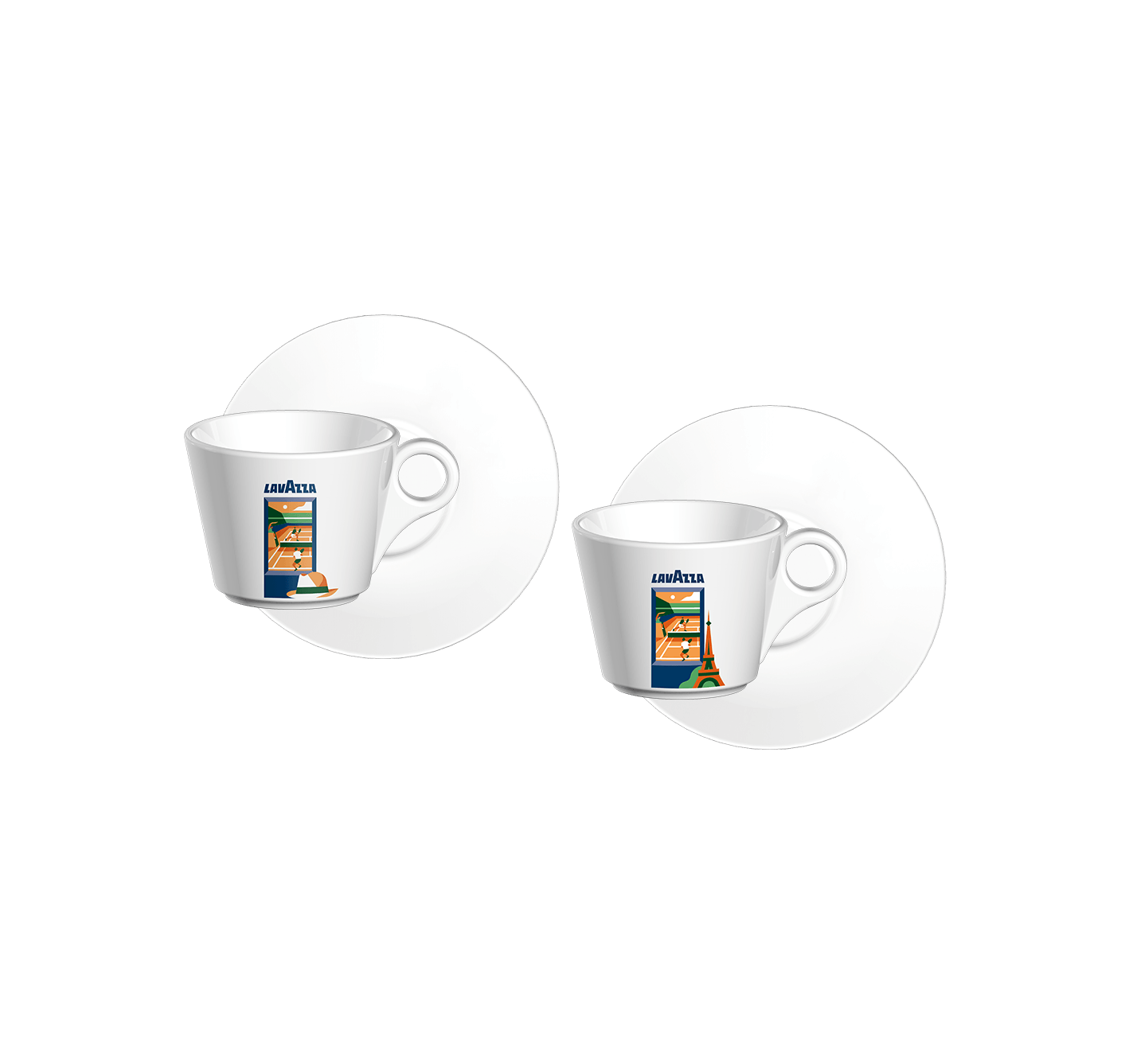 SET CAPPUCCINO AVEC TASSES & SOUS-TASSES ROLAND-GARROS