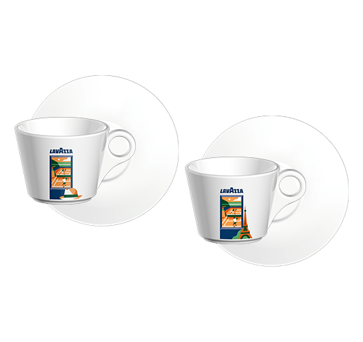 SET CAPPUCCINO AVEC TASSES & SOUS-TASSES ROLAND-GARROS
