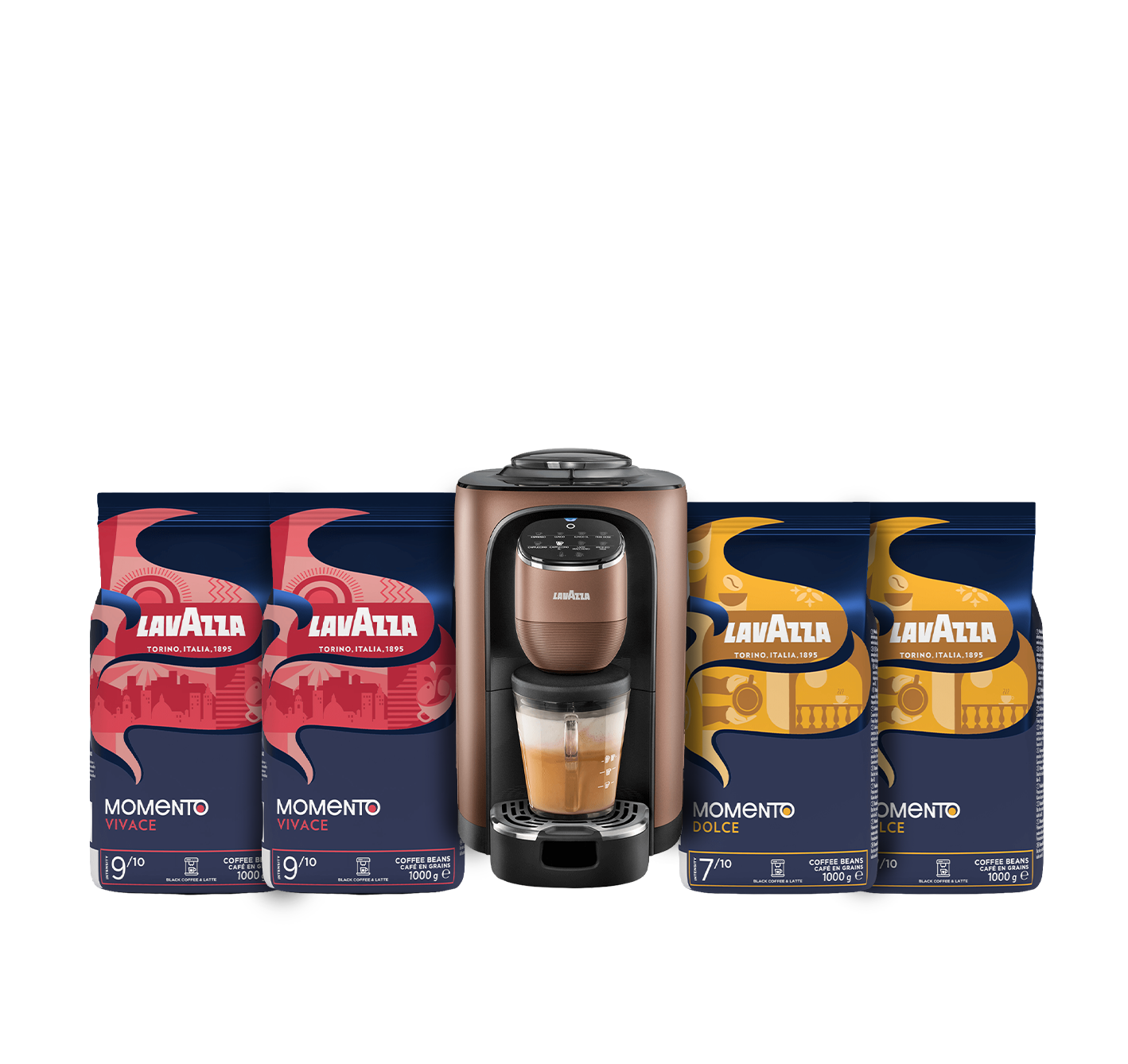 Coffret Assoluta machine à grains + 4 kg Momento