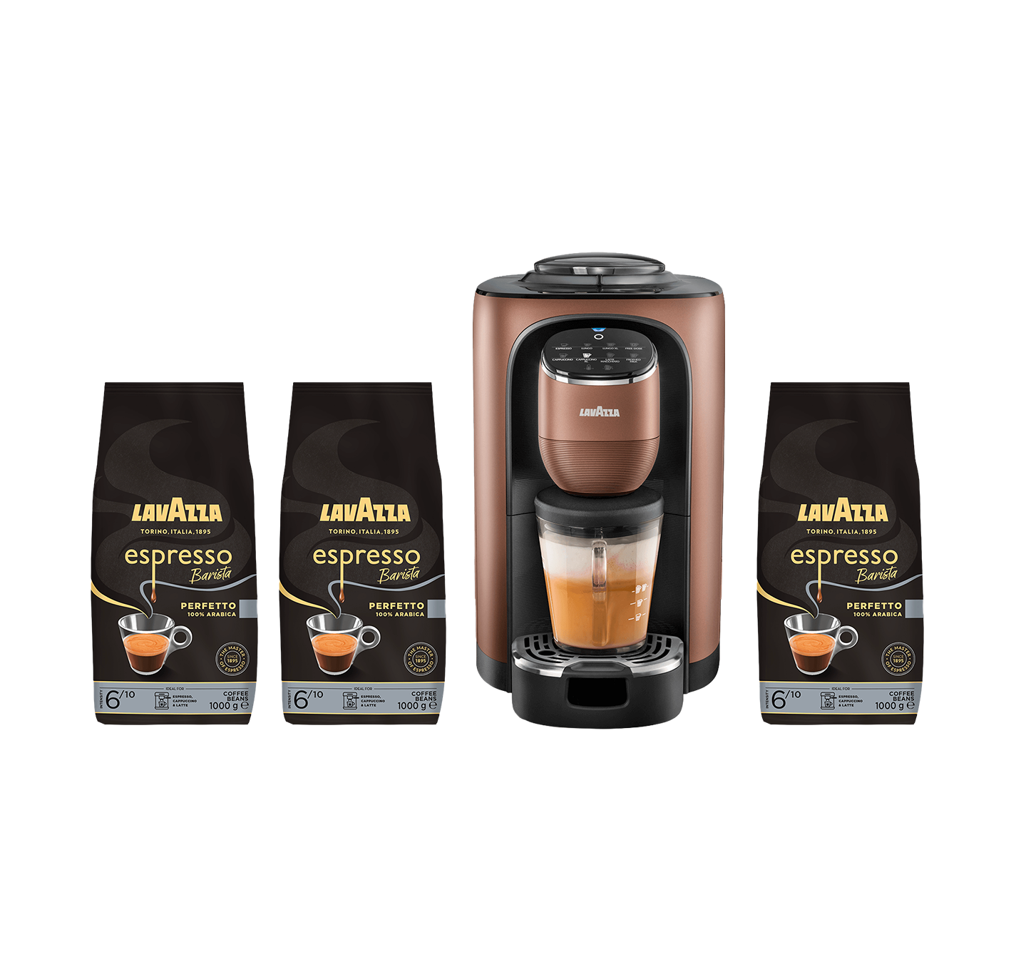 Coffret Assoluta machine à grains + 3kg Espresso Barista Perfetto