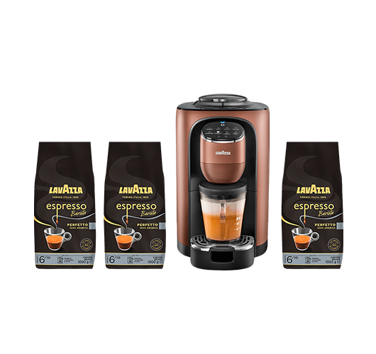 Coffret Assoluta machine à grains + 3kg Espresso Barista Perfetto