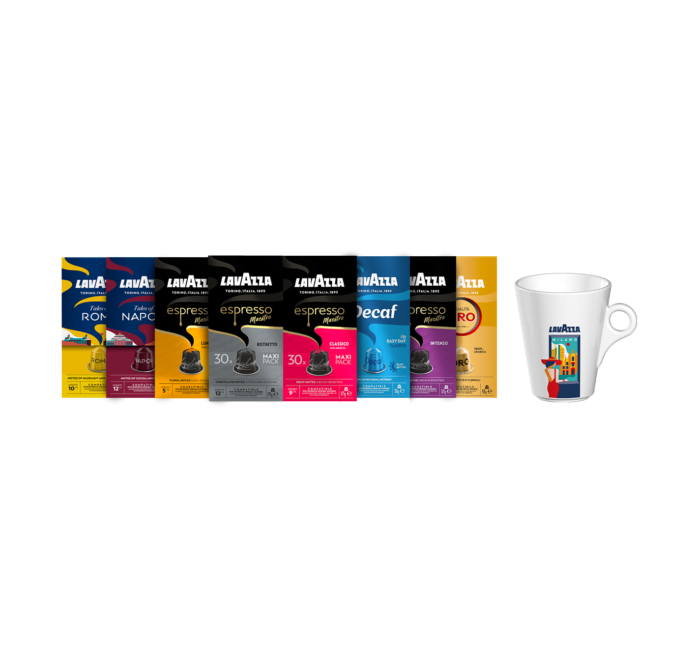 Coffret complet de capsules espresso avec Mug Milan